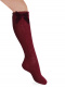 Calcetines altos labrados con lazo de terciopelo largo Granate Maroon