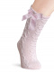 Calcetines altos labrados con lazo de terciopelo largo Rosa Pink