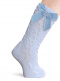 Calcetines altos labrados con lazo de terciopelo largo Azul Bebe Babyblue