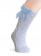 Calcetines altos labrados con lazo de terciopelo largo Azul Bebe Babyblue