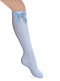 Calcetines altos labrados con lazo de terciopelo largo Azul Bebe Babyblue