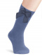 Calcetines altos lisos con lazo de raso con volumen Azul Francia Bluefrance