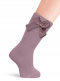 Calcetines altos lisos con lazo de raso con volumen Rosa Palo Rosewood