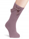 Calcetines altos lisos con lazo de raso con volumen Rosa Palo Rosewood