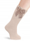Calcetines altos lisos con lazo de raso con volumen Haya Peanut