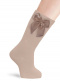 Calcetines altos lisos con lazo de raso con volumen Camel