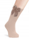 Calcetines altos lisos con lazo de raso con volumen Camel