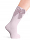 Calcetines altos lisos con lazo de raso con volumen Rosa Pink