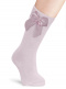 Calcetines altos lisos con lazo de raso con volumen Rosa Pink