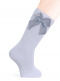 Calcetines altos lisos con lazo de raso con volumen Azul Bebe Babyblue