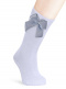Calcetines altos lisos con lazo de raso con volumen Azul Bebe Babyblue