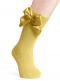 Calcetines altos lisos con lazo de raso con volumen Mostaza Mustard