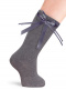 Calcetines altos lisos con lazo de raso fino Gris Grey