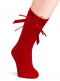 Calcetines altos lisos con lazo de raso fino Rojo Red