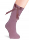 Calcetines altos lisos con lazo de raso fino Rosa Palo Rosewood