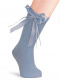 Calcetines altos lisos con lazo de raso fino Azul Bebe Babyblue