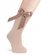 Calcetines altos lisos con lazo de raso largo Camel