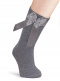 Calcetines altos lisos con lazo de raso largo Gris Grey