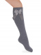 Calcetines altos lisos con lazo de raso largo Gris Grey