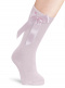 Calcetines altos lisos con lazo de raso largo Rosa Pink