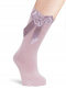 Calcetines altos lisos con lazo de raso largo Rosa Pastel Pinkpie