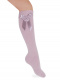 Calcetines altos lisos con lazo de raso largo Rosa Pastel Pinkpie