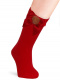 Calcetines altos lisos con lazo de raso y pompón Rojo Red