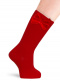 Calcetines altos lisos con lazo de terciopelo Rojo Red