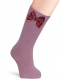 Calcetines altos lisos con lazo de terciopelo Rosa Palo Rosewood