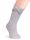 Calcetines altos lisos con lazo de terciopelo Blanco White