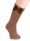Calcetines altos lisos con lazo de terciopelo Camel