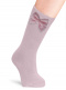 Calcetines altos lisos con lazo de terciopelo Rosa Pink