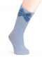 Calcetines altos lisos con lazo de terciopelo Azul Bebe Babyblue