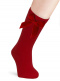 Calcetines altos lisos con lazo de terciopelo largo Rojo Red