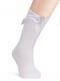 Calcetines altos lisos con lazo de terciopelo largo Blanco White