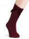 Calcetines altos lisos con lazo de terciopelo largo Granate Maroon