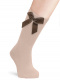 Calcetines altos lisos con lazo de terciopelo largo Camel