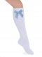 Calcetines altos lisos con lazo de terciopelo largo Azul Bebe Babyblue