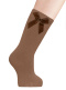 Calcetines altos lisos con lazo de terciopelo largo Avellana Hazel