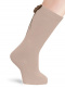 Calcetines altos lisos con lazo trasero Camel