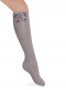 Calcetines altos perlé calado con lazo de raso triple Perla Pearl