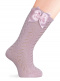 Calcetines altos perlé calado con lazo de raso triple Rosa Pink