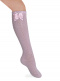 Calcetines altos perlé calado con lazo de raso triple Rosa Pink