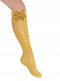 Calcetines altos perlé calado con lazo de raso triple Mostaza Mustard