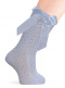 Calcetines altos perlé calado con lazo largo Azul Bebe Babyblue