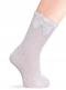 Calcetines altos perle calado plumeti con lazo de raso doble Blanco White