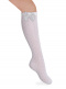 Calcetines altos perle calado plumeti con lazo de raso doble Blanco White