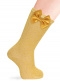 Calcetines altos perle calado plumeti con lazo de raso doble Mostaza Mustard