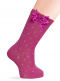 Calcetines altos perlé calado plumeti con lazo de raso triple Fucsia Fuchsia