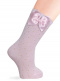 Calcetines altos perlé calado plumeti con lazo de raso triple Rosa Pink
